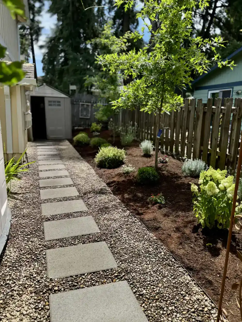 Completed paver patio with seating area in Wilsonville Oregon
