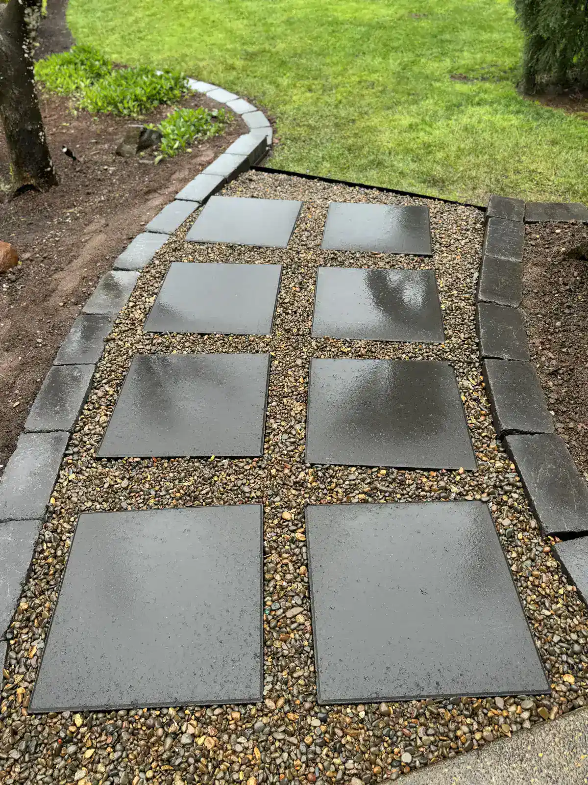 Designed and installed paver patio with seating area